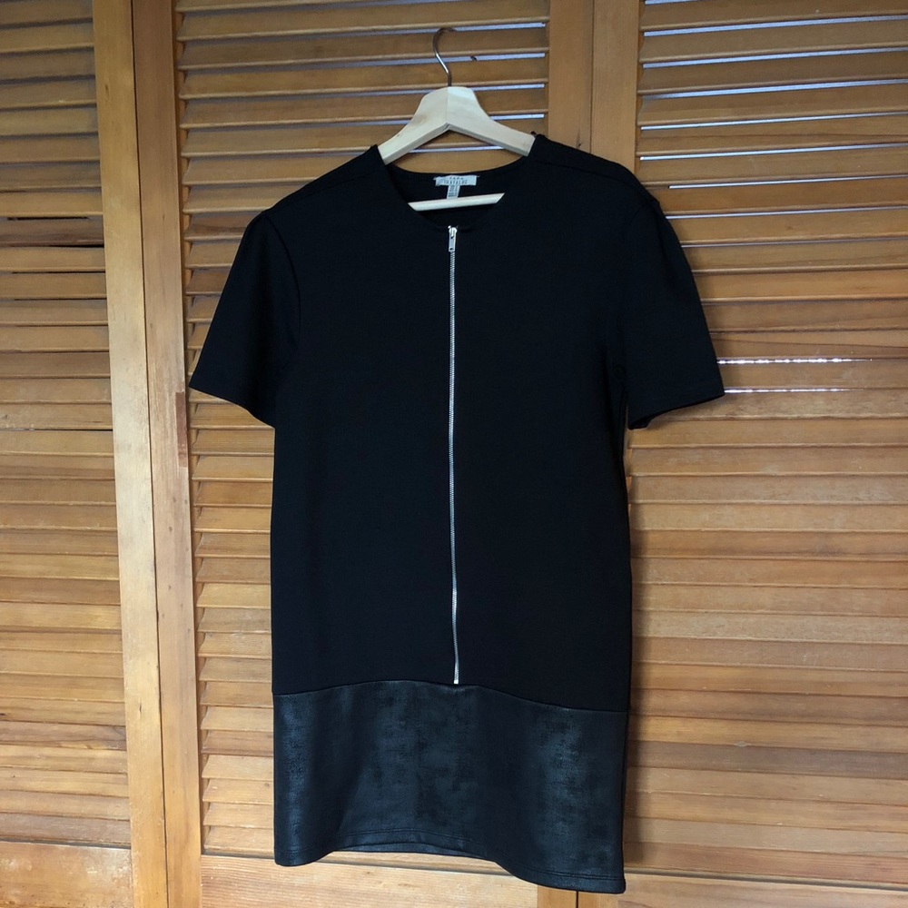 Zara Trafaluc suede trim zipper shift dress EUC